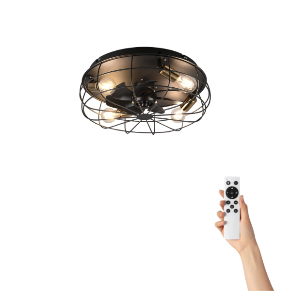 Deckenventilator Sam mit Beleuchtung – Ø48cm – 3 Geschwindigkeiten – Fernbedienung – Schwarz