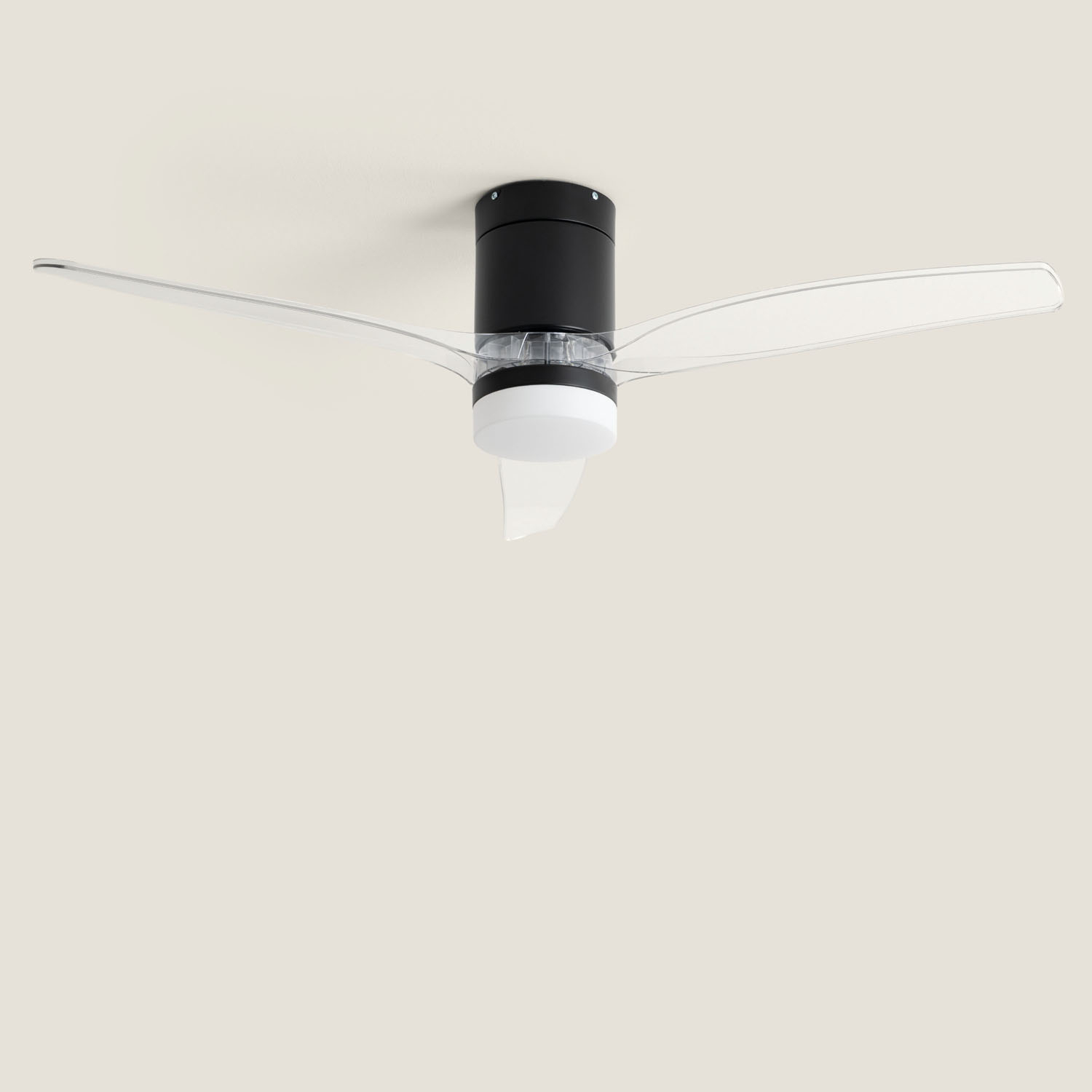 Flüsterleiser Deckenventilator Filip Ø132cm - Fernbedienung & Timer – Schwarz Transparent