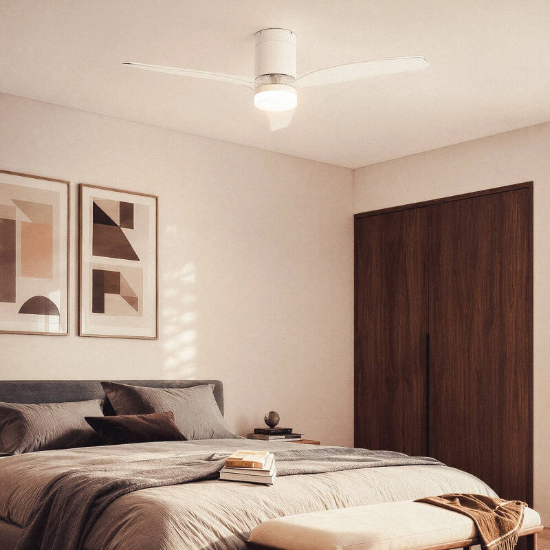 Flüsterleiser Deckenventilator Filip Ø132cm - Fernbedienung & Timer – Weiß Transparent